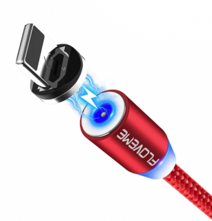 LED Magnetic Floveme nabíjecí kabel lightning 1m pro Apple iPhone, červený