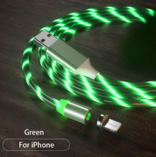LED magnetický svítící nabíjecí kabel 2,1A pro Apple iPhone, 1m Barva: Zelená