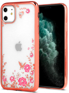 Luxury floral silicon kryt pro Apple iPhone 13 Pro Barva: Růžová