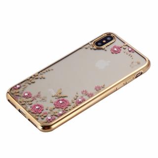 Luxury floral silicon kryt pro Apple iPhone X/XS Barva: Zlatá