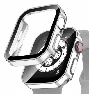 Metalic 360° kryt s tvrzeným sklem pro Apple Watch SE/6/5/4 (44 mm) Barva: Bílostříbrná