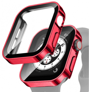 Metalic 360° kryt s tvrzeným sklem pro Apple Watch SE/6/5/4 (44 mm) Barva: Červená