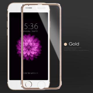Metalic clear tvrzené sklo s kovovým rámečkem pro Apple iPhone 6 Plus/6S Plus Barva: Zlatá