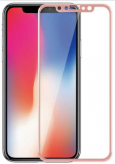 Metalic clear tvrzené sklo s kovovým rámečkem pro Apple iPhone X/XS Barva: Růžová
