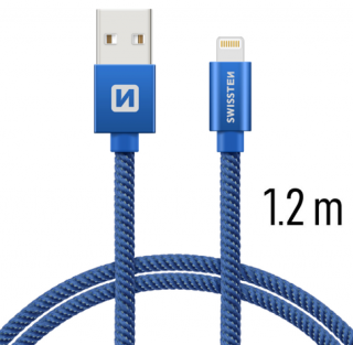 Nabíjecí a synchronizační kabel Swissten textile 0.2m / 1.2m / 2.0m modrý Délka: 1,2m