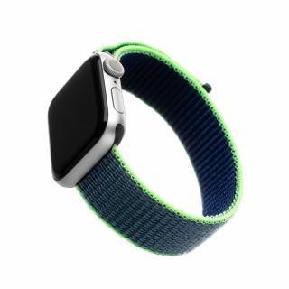 Nylonový řemínek FIXED Nylon Strap pro Apple Watch 49mm/ Watch 45mm/ Watch 44mm/ Watch 42mm, neonově modrý