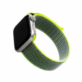 Nylonový řemínek FIXED Nylon Strap pro Apple Watch 49mm/ Watch 45mm/ Watch 44mm/ Watch 42mm, tmavě limetkový