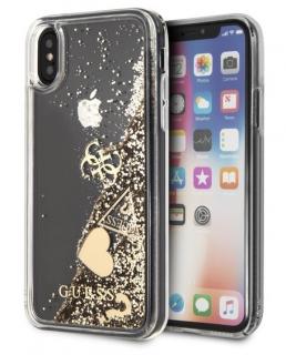 Originální pouzdro Guess liquid hearts gold pro Apple iPhone X/XS