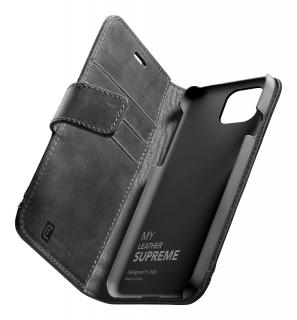Prémiové kožené pouzdro typu kniha Cellularine Supreme pro Apple iPhone 13 Pro, černé
