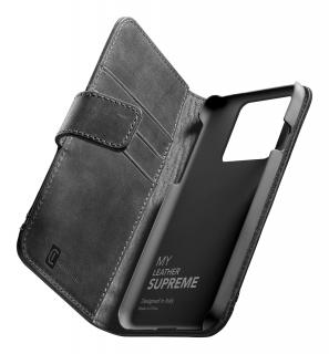 Prémiové kožené pouzdro typu kniha Cellularine Supreme pro Apple iPhone 14 Plus, černé