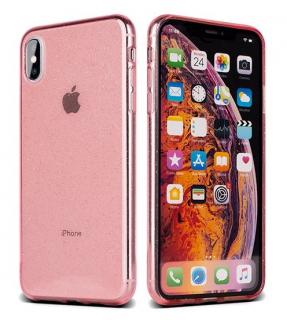 Průhledný třpytivý kryt silicon glitter pro Apple iPhone 11 Barva: Růžová