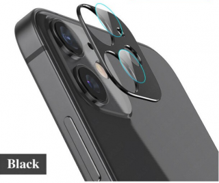Sapphire lens kovový rámeček s tvrzenými skly pro ochranu fotoaparátu Apple iPhone 12 Barva: Černá