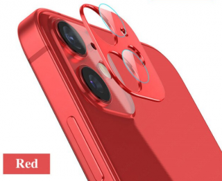 Sapphire lens kovový rámeček s tvrzenými skly pro ochranu fotoaparátu Apple iPhone 12 Barva: Červená