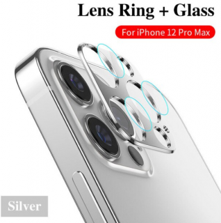 Sapphire lens kovový rámeček s tvrzenými skly pro ochranu fotoaparátu Apple iPhone 12 Pro Max Barva: Stříbrná