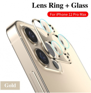 Sapphire lens kovový rámeček s tvrzenými skly pro ochranu fotoaparátu Apple iPhone 12 Pro Max Barva: Zlatá