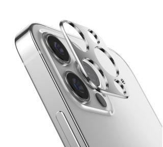 Sapphire lens kovový rámeček s tvrzenými skly pro ochranu fotoaparátu Apple iPhone 13 Pro a 13 Pro Max Barva: Stříbrná