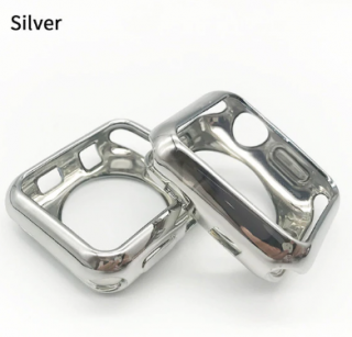 Silikonové pouzdro lesklé pro Apple Watch series 3/2/1 (38 mm) Barva: Stříbrná
