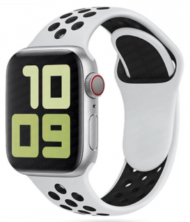 Sportovní silikonový řemínek Move pro Apple Watch Series (38/40/41 mm) Barva: Bílá - Černá (S)