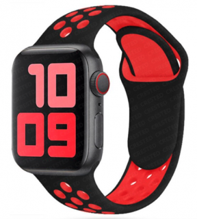 Sportovní silikonový řemínek Move pro Apple Watch Series (38/40/41 mm) Barva: Černá - Červená (L)