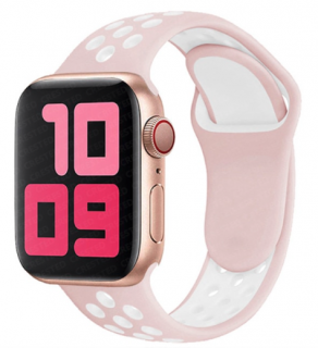 Sportovní silikonový řemínek Move pro Apple Watch Series (38/40/41 mm) Barva: Světlá růžová - Bílá (L)