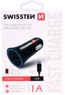 Swissten CL adaptér na USB 1A power+ kabel micro USB