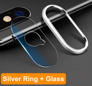Tvrzené sklo s kovovým rámečkem na čočku fotoaparátu iPhone 6/6S metal rear lens Barva: Stříbrná