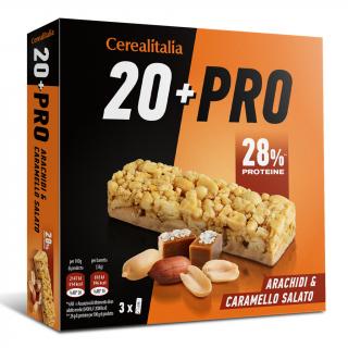 Cerealitalia 20+PRO Arašídové tyčinky slaný karamel 114g (3x38g)