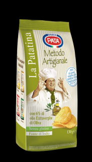 PATA Chips La Patatina Olio di Extra Virgin - Bramborové chipsy se 6% extra panenského oleje 130g