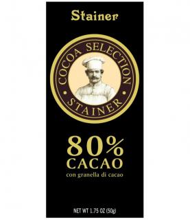 Stainer čokoláda hořká 80% s kakaovými boby(con pepito di cacao) 50g