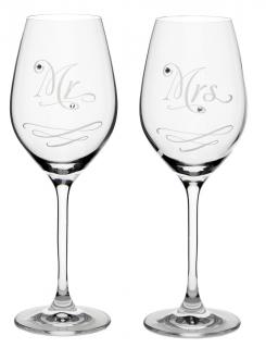 RONA sklenice na víno Mr. & Mrs. s krystaly Swarovski 360 ml set 2 ks