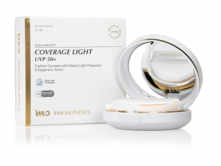 INNOAESTHETICS INNO-EPIGEN COVERAGE UVP 50+ LIGHT 14g  Krém-pudr s matným odstínem a UV ochranou