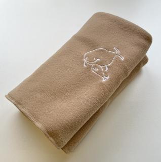 Dětská flísová deka s rybičkou béžová (bílá výšivka) Kaarsgaren (100x70 cm)