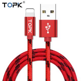 Datový kabel micro USB - USB 2.0, TOPK nylon-kov Barva: Červená