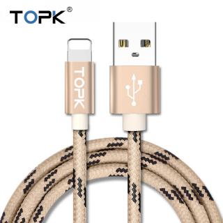 Datový kabel micro USB - USB 2.0, TOPK nylon-kov Barva: Zlatá