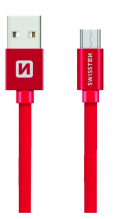 Datový kabel micro USB - USB Swissten Textile micro USB Barva: Šedá 20 cm