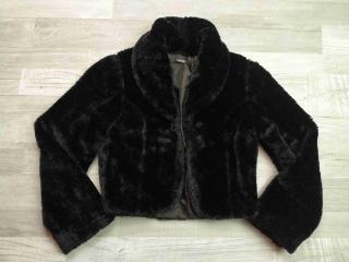 kabát jarní/podzimní do pasu chlupatkový černý GEORGE vel 146 (kabát GEORGE)