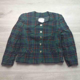 kabát jarní/podzimní úpletový kostkovaný zelenomodrý vel L