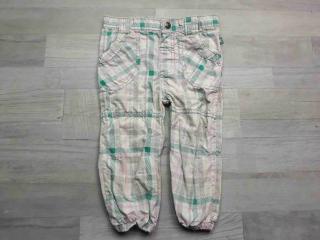 kalhoty plátěné kostkované bílozelenorůžové vel 86