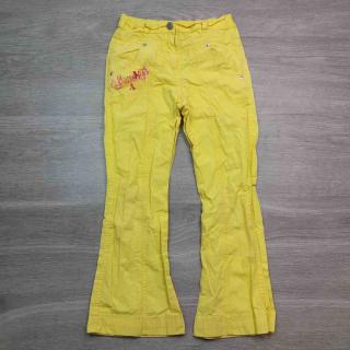 kalhoty plátěné prošívané žluté s nápisem vel 128
