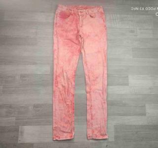 kalhoty žíhané růžové slim vel 152