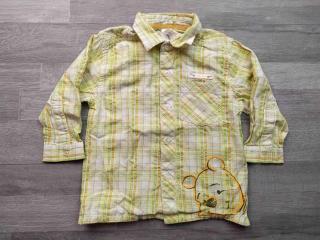košile dl.rukáv béžová kostkovaná medvídek PŮ DISNEY vel 86 (košile DISNEY)
