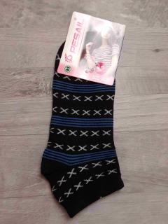 ponožky dámské č.D16 kotníčkové černé s křížky vel 35-38