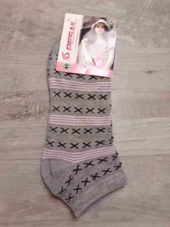 ponožky dámské č.D19 kotníčkové šedé s křížky vel 35-38