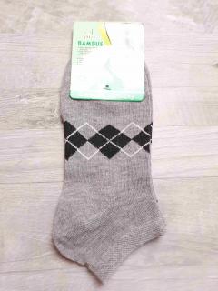 ponožky dámské č.D25 kotníčkové bambusové šedočerné s kosočtverci vel 35-38