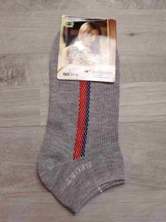 ponožky dámské č.D43 kotníčkové šedé s pruhem a nápisem vel 35-38