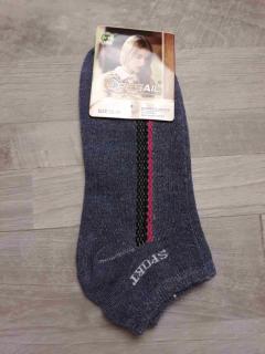 ponožky dámské č.D46 kotníčkové modrošedé s pruhem a nápisem vel 35-38