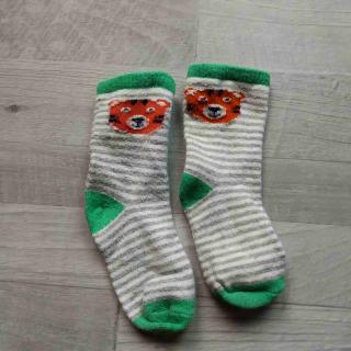 ponožky pruhované bílošedé s medvídkem vel 80-92