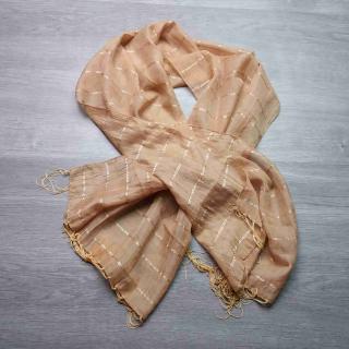 šátek béžový pruhovaný s třásněmi