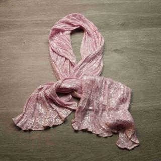 šátek růžový se stříbrnými nitkami