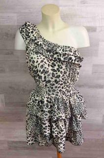 šaty béžové s leopardím vzorem vel M